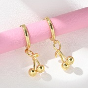 Латунные серьги-кольца с вишней EJEW-M077-19G-03