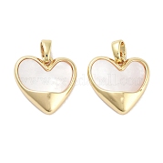 Подвески в форме сердца из латуни и натуральной ракушки KK-C051-24G