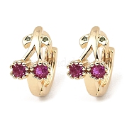 Серьги-кольца из латуни с микропаве из кубического циркония EJEW-D078-55KCG