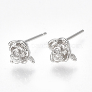Brass Cubic Zirconia Stud Earring Findings KK-S350-012P