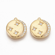Brass Micro Pave Clear Cubic Zirconia Charms ZIRC-Q021-023G-NF