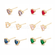 Серьги-гвоздики в форме сердца из кубического циркония EJEW-F282-18-G