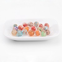 Mischfarbe runden handgefertigte Murano Perlen Goldsand X-LAMP-ZZZ153-M
