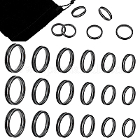 12pcs 2 Colors 6 Sizes Stainless Steel Grooved Finger Ring Metal Rings  Wedding Rings Core Blank for Inlay Ring Jewelry Making 