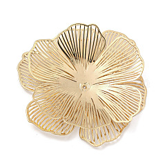 Cremagliera protezioni tallone ottone placcatura, placcato di lunga durata, cadmio & nichel &piombo libero, fiore, oro chiaro, 43x45x3.5mm, Foro: 0.8 mm