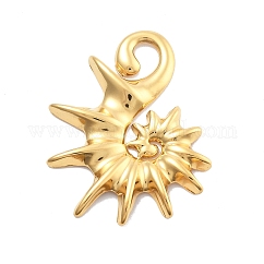 Ciondoli in acciaio inox 304, conchiglia, placcatura sotto vuoto pvd, vero placcato oro 18k, 32x25x3mm, Foro: 4 mm