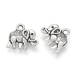 Encantos de aleación de estilo tibetano, elefante, sin plomo y cadmio, plata antigua, 12x14x3mm, agujero: 1.5 mm, aproximamente 1140 unidades / 1000 g