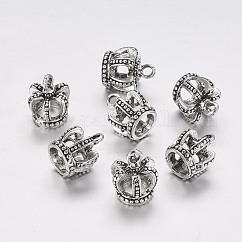 Lega stile tibetano 3 fascino d corona,  cadmio& piombo libero, argento antico, 14x12x12mm, Foro: 2 mm, circa 390pcs/1000g