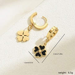 Eleganti orecchini a cerchio in acciaio inossidabile 201 con trifoglio acrilico per l'uso quotidiano da donna, oro, 33x13mm