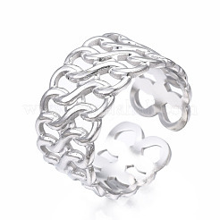 Bague ouverte en acier inoxydable 304 anti-ternissement avec chaîne gourmette&nbsp;RJEW-T023-24P