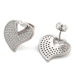 Boucles d'oreilles en laiton zircon cubique micro pavé clair&nbsp;EJEW-U005-12A-P