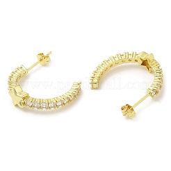 Arco di zirconi trasparenti con orecchini a bottone a stella&nbsp;EJEW-K249-02G