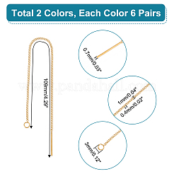 12 Paar 2 Farben 304 Edelstahl Ohrstecker Zubehör&nbsp;STAS-UN0049-43