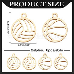 12 pièces 2 styles de breloques en acier inoxydable&nbsp;STAS-ME0002-87