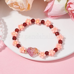 Braccialetti elasticizzati in argilla polimerica con fiori fatti a mano&nbsp;BJEW-JB09825-04
