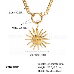 Collane con catena cubana con ciondolo a forma di sole in acciaio inossidabile 304&nbsp;TT3568