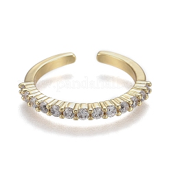 Anneaux de manchette réglables en laiton à micro-pavé de zircone cubique transparent&nbsp;X-ZIRC-Z002-11G