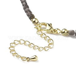 Collana di perline cubiche di ossidiana color argento naturale per le donne&nbsp;NJEW-JN04111-02