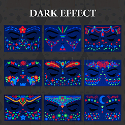 9 Blatt kreative fluoreszierende Gesichts-Tattoo-Papieraufkleber im 9-Stil&nbsp;STIC-TA0002-01