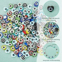 180 Stück 9 Farben handgemachte Stränge mit bösem Blick aus Bunte Malereiperlen&nbsp;LAMP-FH0001-09