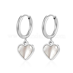 Elegantes pendientes de aro de acero inoxidable con forma de corazón&nbsp;CL8045-1