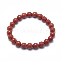 Bracciali elasticizzati con perle di diaspro rosso naturale&nbsp;X-BJEW-K212-C-012