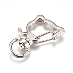 Fermoirs mousquetons pivotants en alliage&nbsp;KEYC-WH0016-37P