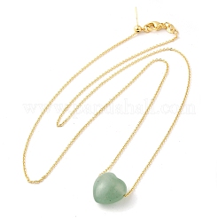 Collier pendentif coeur aventurine verte naturelle avec chaînes câblées en alliage doré&nbsp;NJEW-G116-01C
