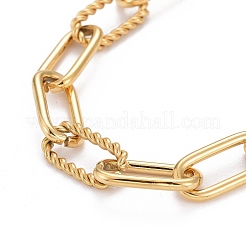 Ionenplattierung (IP) 304 Edelstahl-Büroklammer-Kettenarmbänder&nbsp;BJEW-F412-02G