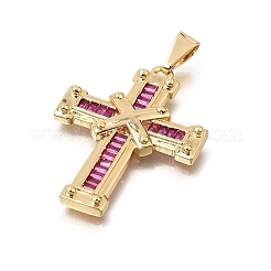 Pendentifs en laiton sertis de micro-pavés de zircone cubique magenta&nbsp;CU-CBA4BAF-03G