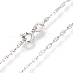 Anlaufschutz-Halsketten mit rhodiniertem 925-mm-Sterlingsilber im Mariner-Stil&nbsp;STER-L059-10P