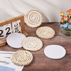 6 Stück 3 Stile handgefertigte Topflappen mit gewebten Tischsets aus Maisstroh&nbsp;AJEW-MB0001-04