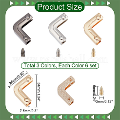 18 Sets 3 Farben Zinklegierung Geldbörse dekorative Kante Hardware&nbsp;FIND-WR0008-42