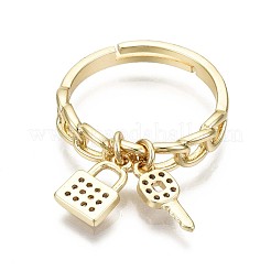 Anelli di barretta di zirconia cubici trasparenti micro pavé in ottone regolabili&nbsp;RJEW-S044-142-NF