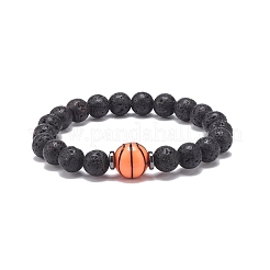 Bracciale elasticizzato in pietra lavica naturale&nbsp;BJEW-JB08553