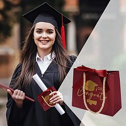 Geschenktüten aus Papier mit Goldprägung auf Absolventenhüten&nbsp;CARB-FZC0001-01B
