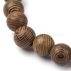 Bracelets extensibles en perles de bois de wengé naturel rond de 8 mm&nbsp;BJEW-JB10217-02