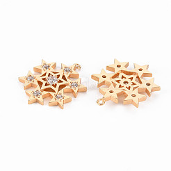 Pendenti in zirconi cubici trasparenti in micro pavè di ottone&nbsp;KK-T062-178G-NF