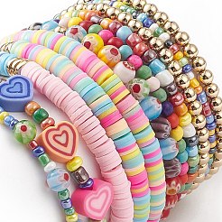Ensemble de bracelets extensibles en verre synthétique turquoise (teint)&nbsp;BJEW-JB08832