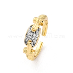 Bagues manchette en laiton micro pavées en oxyde de zirconium transparent pour femmes&nbsp;RJEW-C116-03G