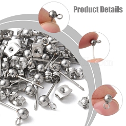 40 Stück Ohrstecker-BeZubehör aus 304 Edelstahl mit Kugelkopf&nbsp;STAS-FS0001-76P