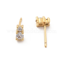 Boucles d'oreilles en laiton zircon cubique micro pavé clair&nbsp;EJEW-R016-01G-02