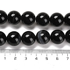 Natürliche schwarze Achat Perlen Stränge&nbsp;G-NH0020-B01-01