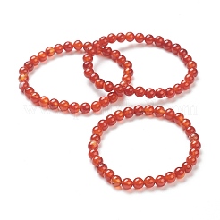 Pulseras rojas naturales del estiramiento de abalorios de ágata&nbsp;BJEW-D446-B-26