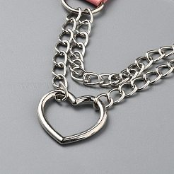 Legierung Herz Link PU Leder Punk Choker Halsketten für Frauen&nbsp;NJEW-WH0028-19P-01