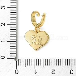 Weihnachtsschmuck aus Messing mit Strass-Herzanhänger&nbsp;KK-H498-01G-03