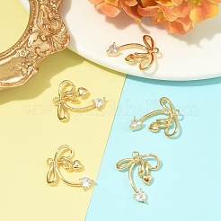 5 pièces en laiton micro pavé pendentifs en zircone cubique claire&nbsp;KK-YW0004-13