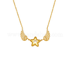 Collana con ciondolo a forma di stella con ali d'angelo in acciaio inossidabile 304&nbsp;WGBF81E-01