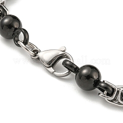 Zweifarbiges 201 Edelstahl-Gliederarmband mit runden Kugeln&nbsp;BJEW-B078-20BP