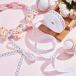 25 Yards Sportthema Polyester Baseball bedrucktes Ripsband&nbsp;SRIB-WH0011-290B